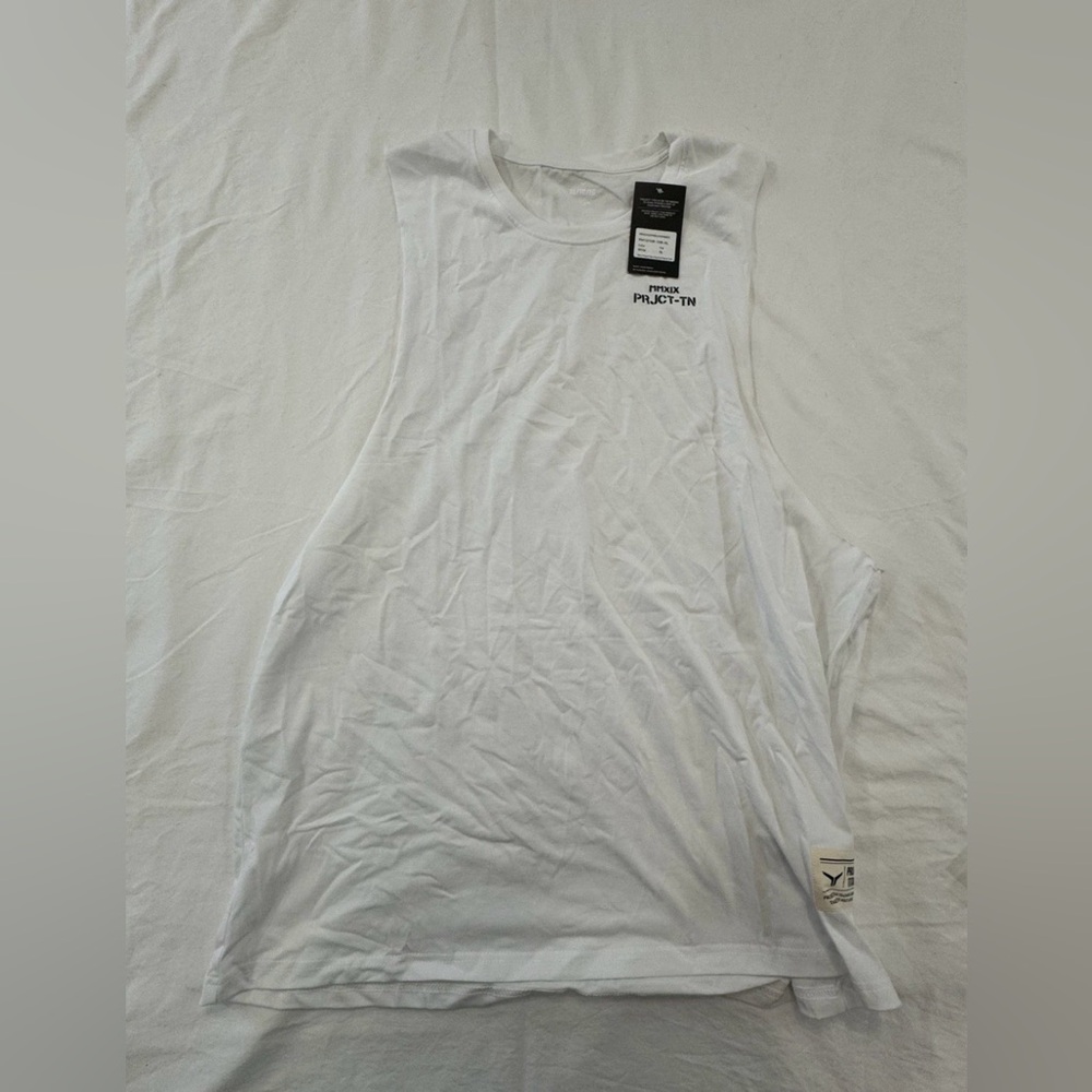 Project Titan Drop Arm Tank Men's XL White Sleeveless Shirt Muscle Shirt